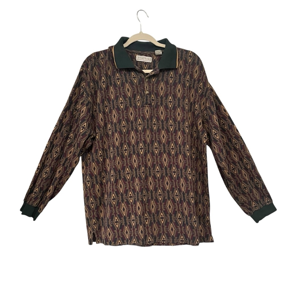 Jeffrey Banks Vintage 90’s Cotton Blend Long Sleeve Polo Shirt